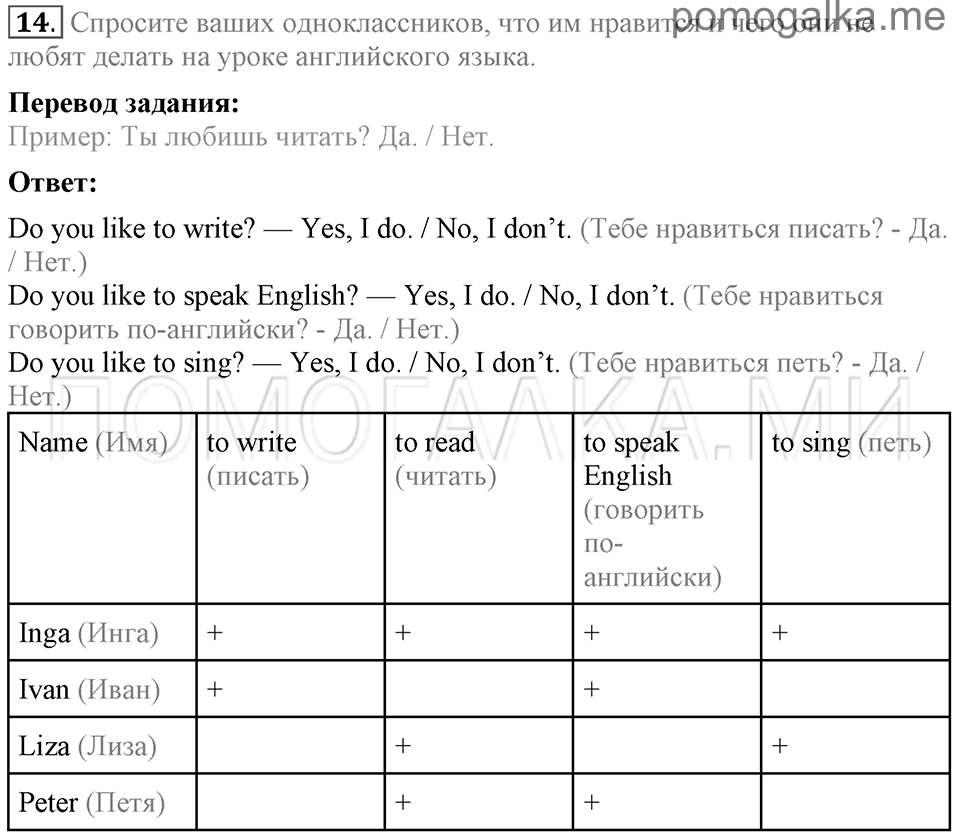 Unit 7. School Is Fun. Section 1 задание №14 — решение 1