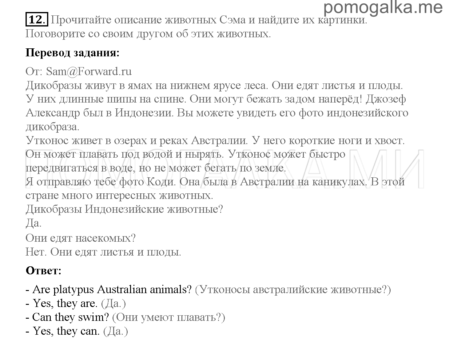 Часть 1. Страница 34-41. 5. What do you know about rain forests?. Задание №12 — решение 1