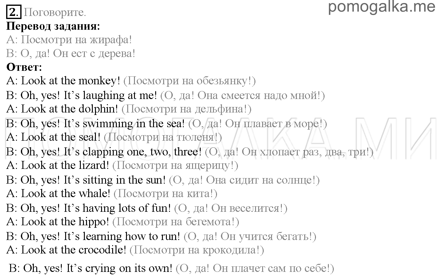 Module 4. At The Zoo!. Страница 58-59. 7a. Funny animals. Задание №2 — решение 1