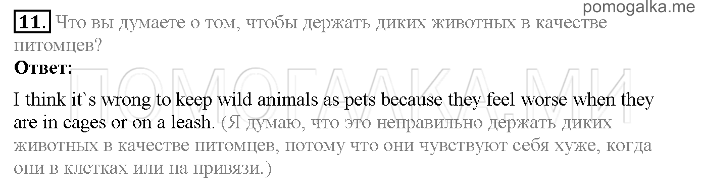 Часть 1. Страница 18-21. Lesson 5. Animals. Задание №11 — решение 1