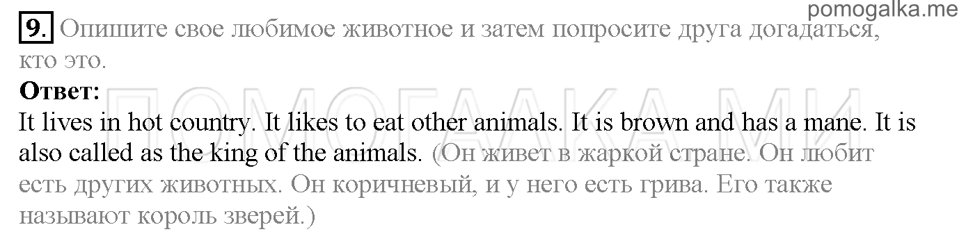 Часть 1. Страница 18-21. Lesson 5. Animals. Задание №9 — решение 1