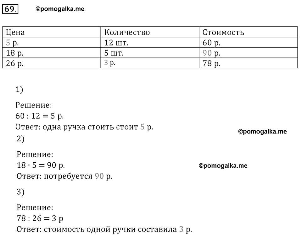 Часть 1. Нумерация. Величины. Номер 69 — решение 1