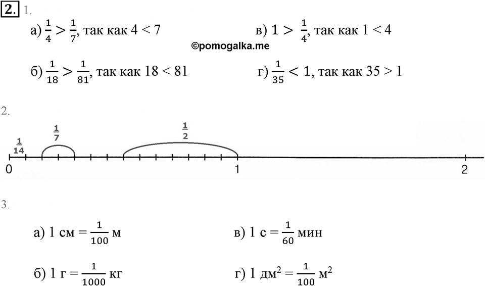 Часть 1. Сравнение долей. Урок 31 номер №2 — решение 1