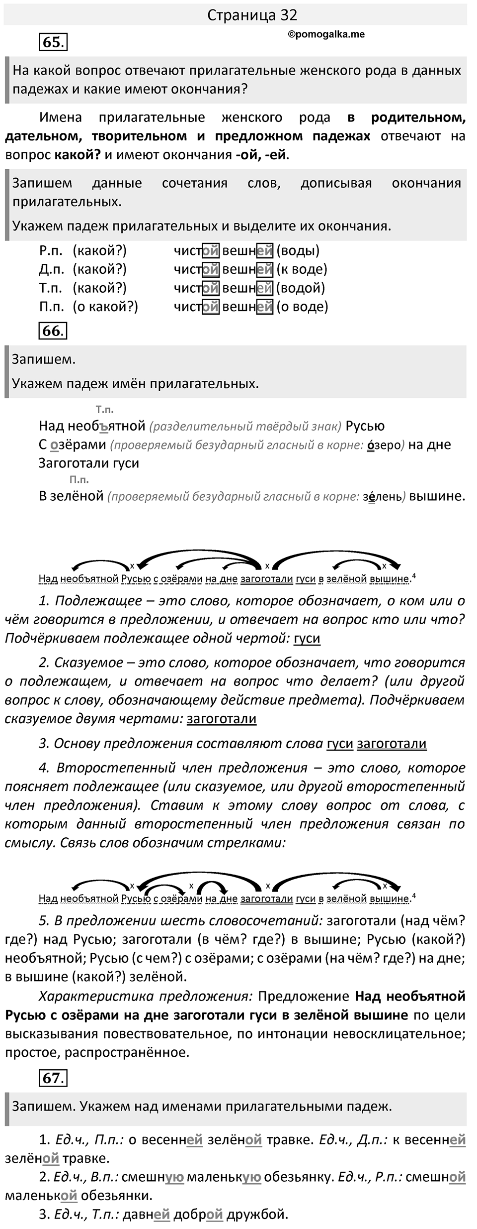 Часть 2. страница 32 номера и упражнения: 65, 66, 67. Страница 32 — решение 1