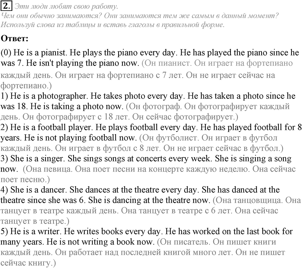 Unit 4. Every day and at weekends. Consolidation задание №2 — решение 1