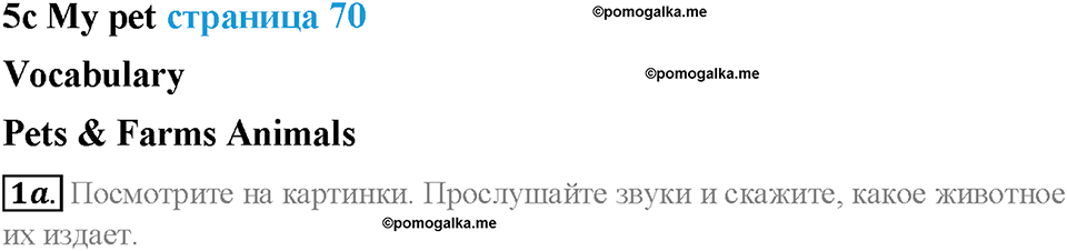Module 5. World animals. Страница 70. 5c. My pet. Задание №1a — решение 1