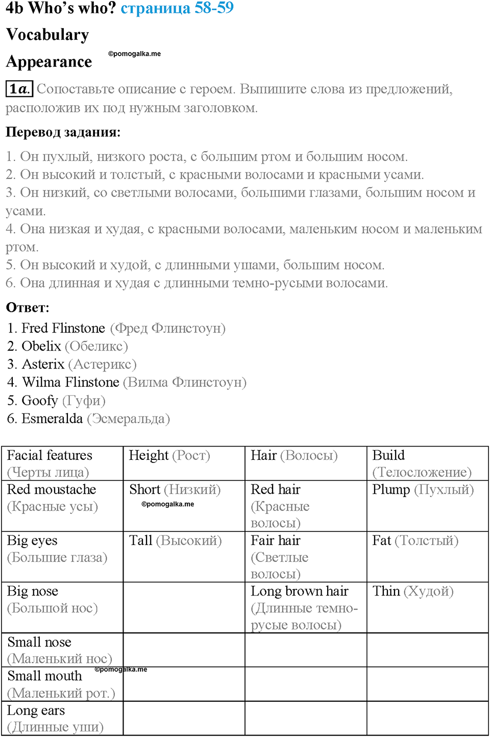 Module 4. Family ties. Страница 58-59. 4b. Who's who?. Задание №1a — решение 1