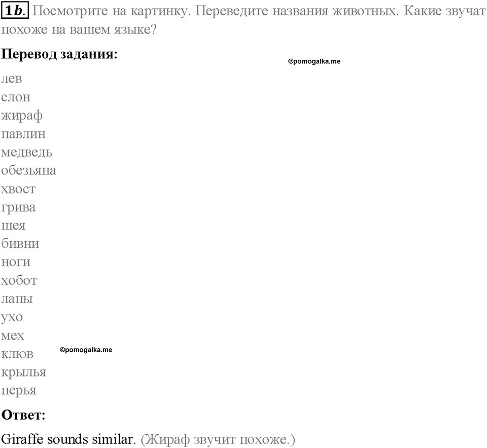 Module 5. World animals. Страница 68-69. 5b. At the zoo. Задание №1b — решение 1