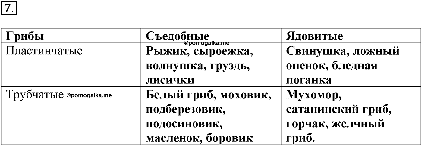 Глава 2. Многообразие организмов. Урок 17. Строение грибов. Грибы съедобные и ядовитые. Страницы 53-55. Вопрос №7 — решение 1