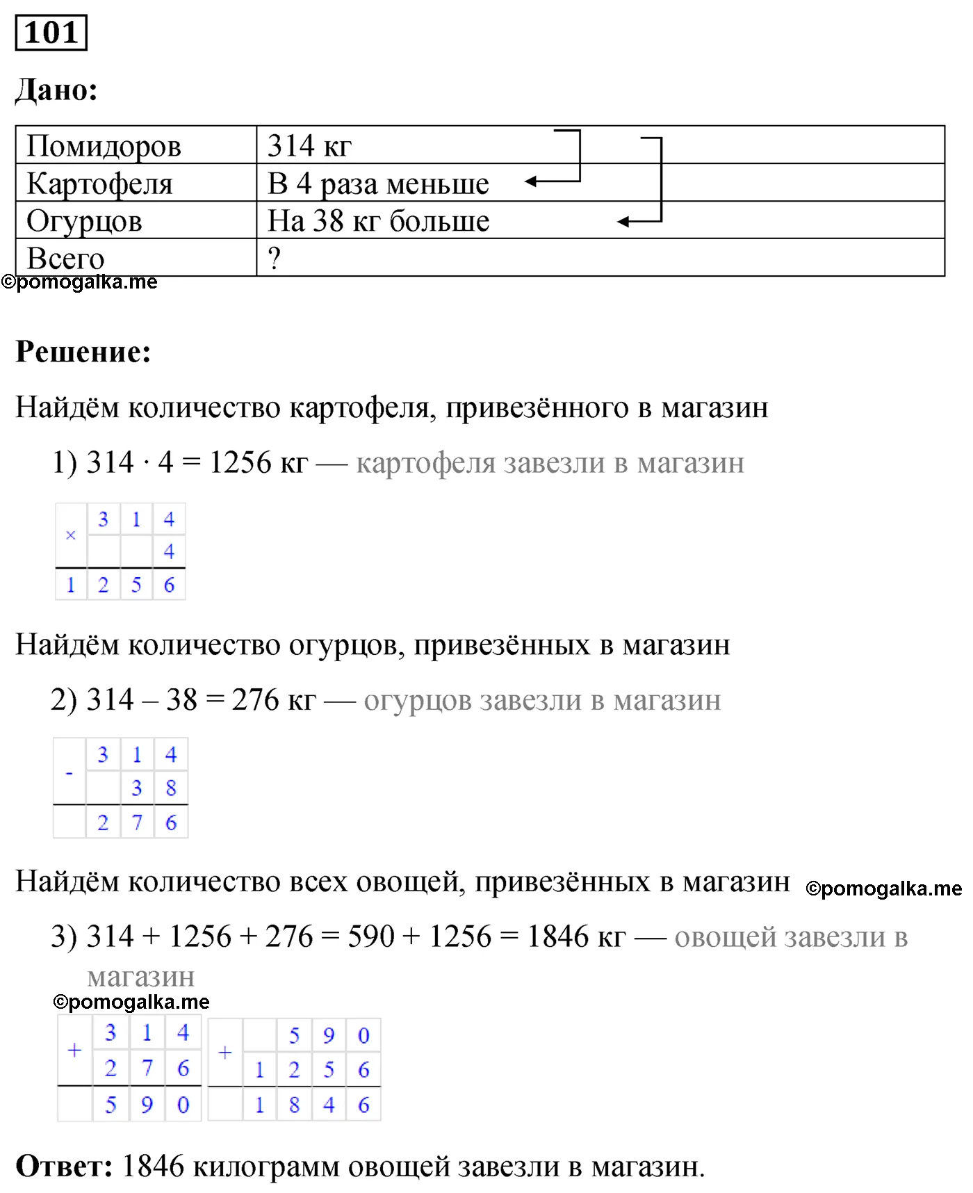 Вариант 1 Номер 101 — решение 1