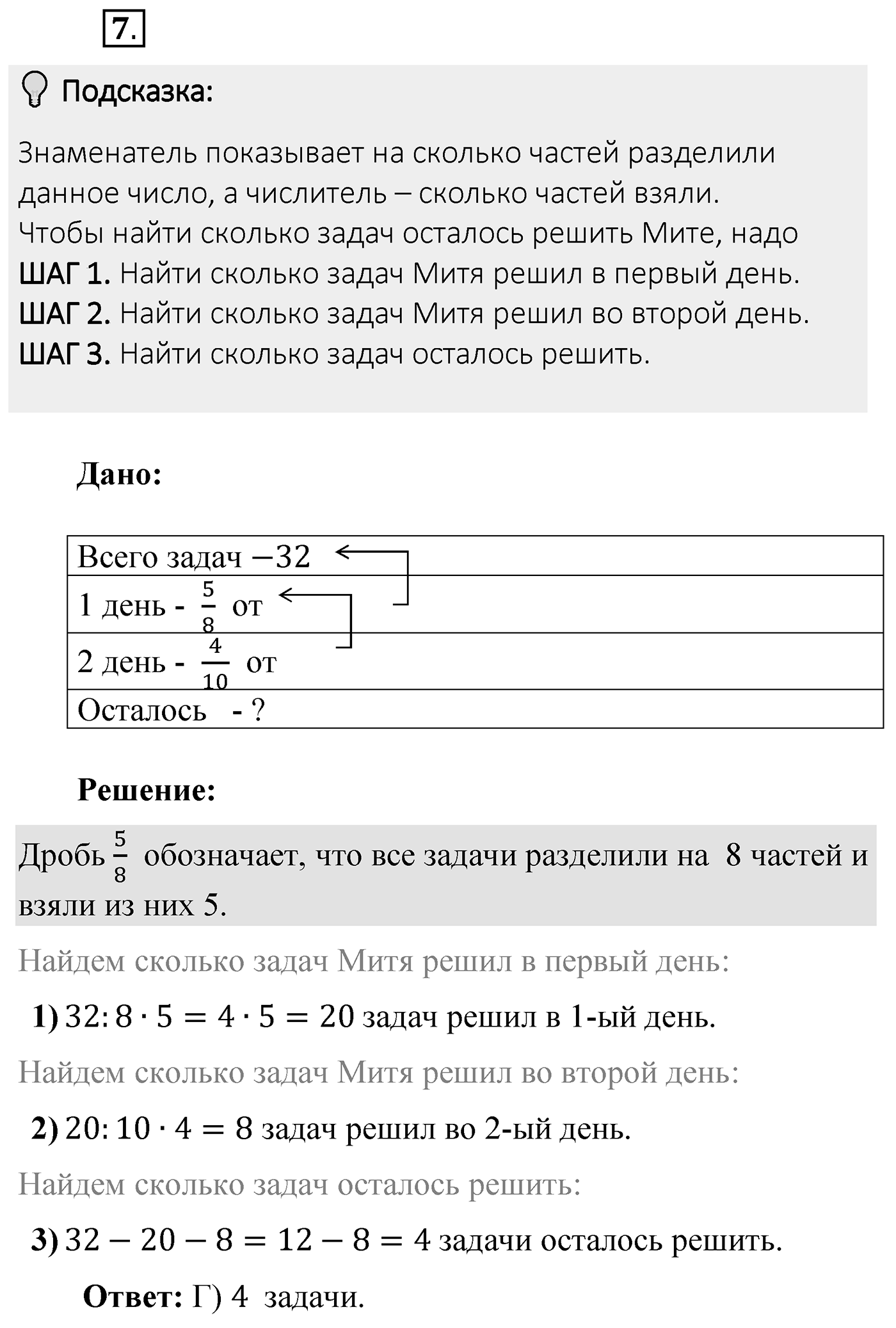 Итоговые задания в тестовой форме «Проверьте себя». Вариант №4. Номер 7 — решение 1
