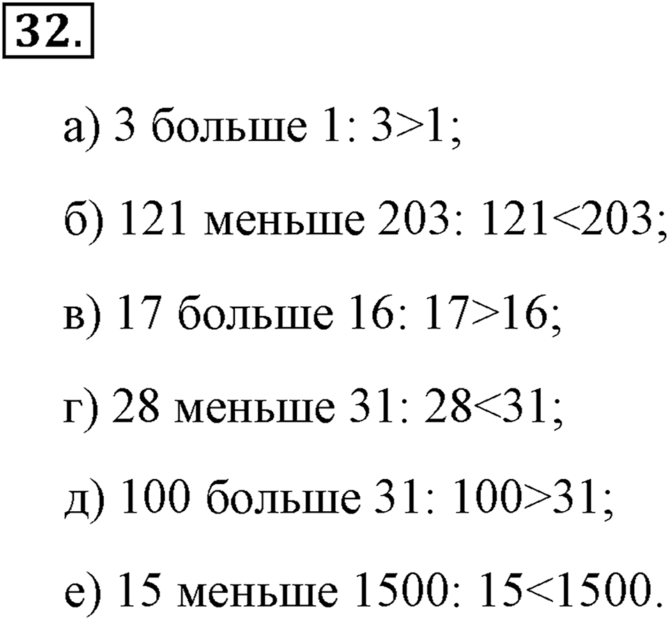Натуральные числа и нуль. §1.3. Сравнение натуральных чисел. Номер №32 — решение 1