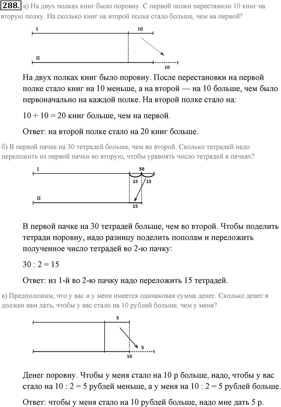 Натуральные числа и нуль. §1.17. Задачи на нахождение двух чисел по их сумме и разности. Номер №288 — решение 1