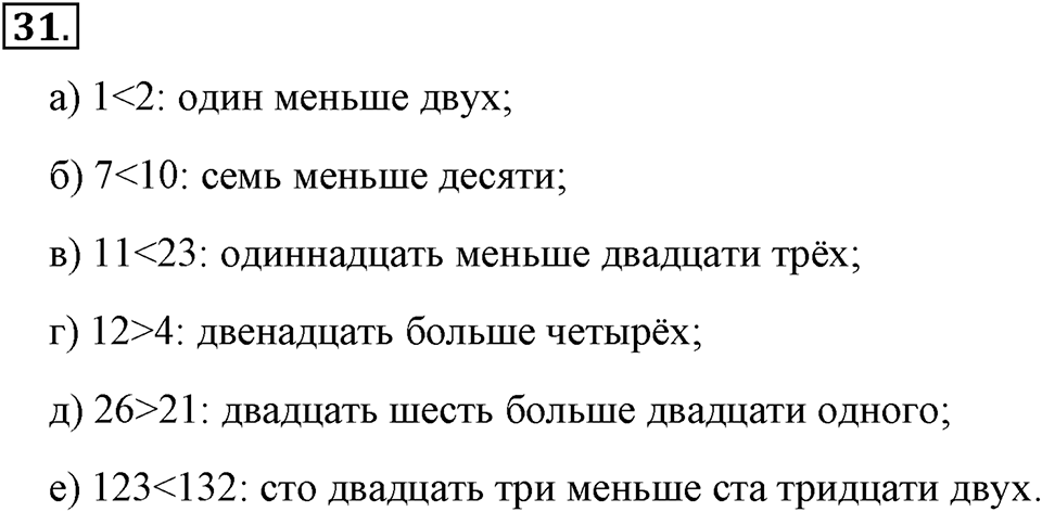 Натуральные числа и нуль. §1.3. Сравнение натуральных чисел. Номер №31 — решение 1
