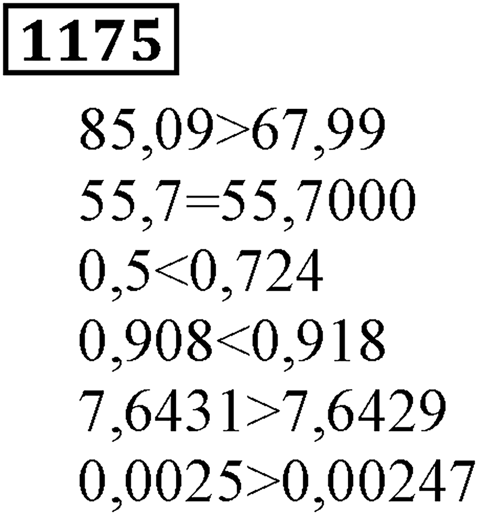 Дробные числа. §6.31 Сравнение десятичных дробей. Номер №1175 — решение 1