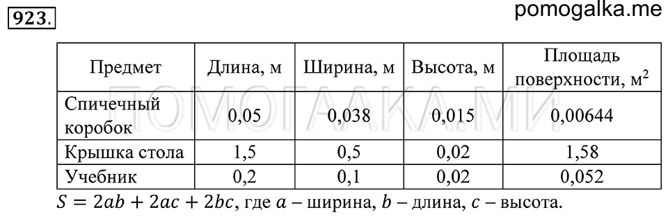 Геометрические тела. §51. Развёртка прямоугольного параллелепипеда. Номер 923 — решение 1