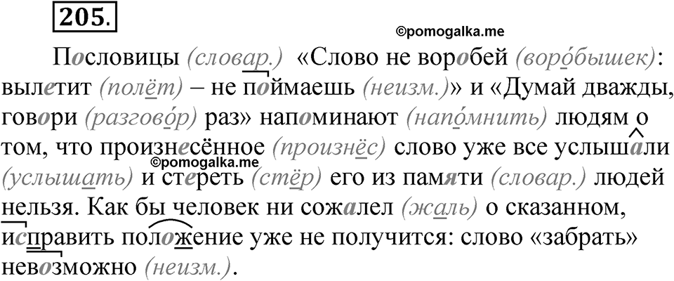 Упражнение 205 — решение 1