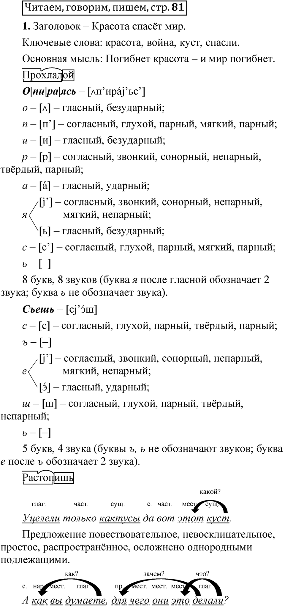 Страница 81 Читаем, говорим, пишем — решение 1