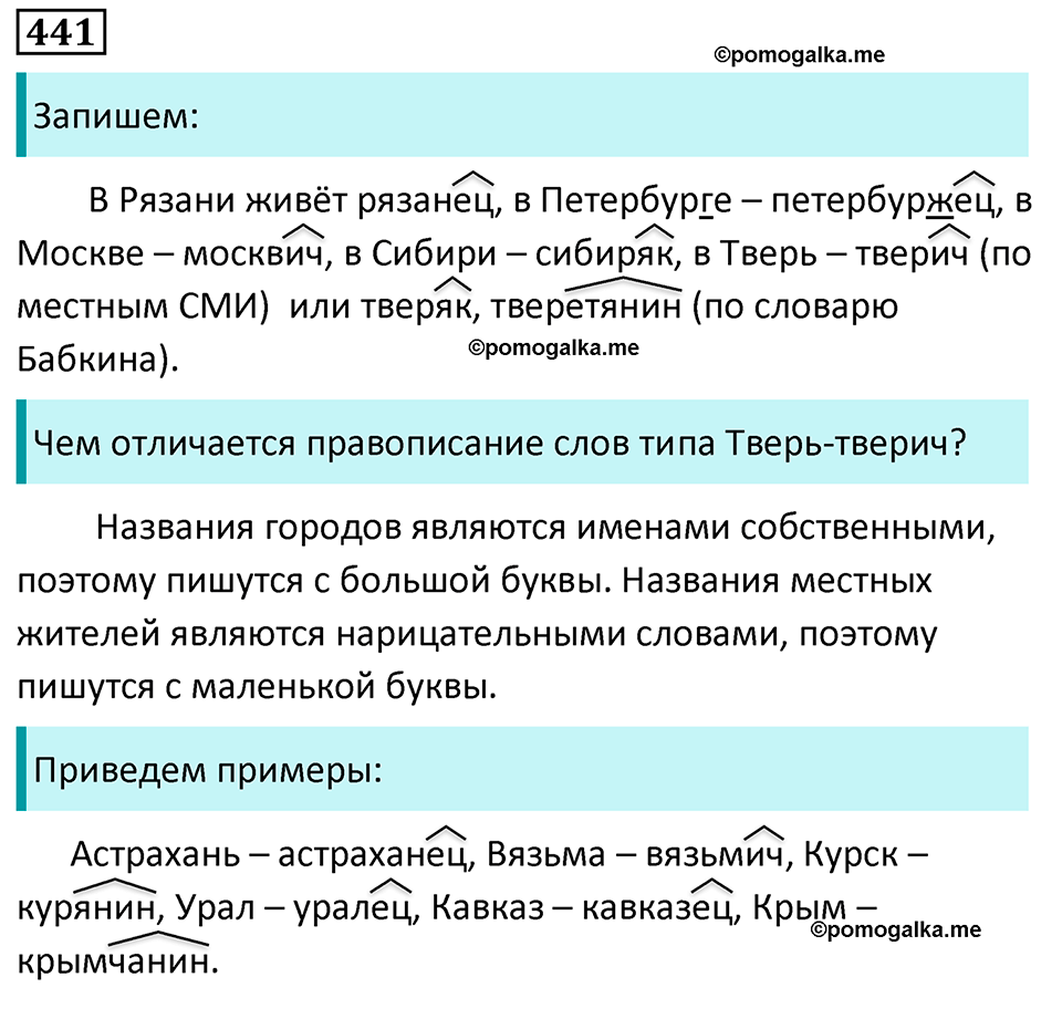 Упражнение 441, ГДЗ по русскому за 5 класс к учебнику Ладыженской, Баранова — решение 1