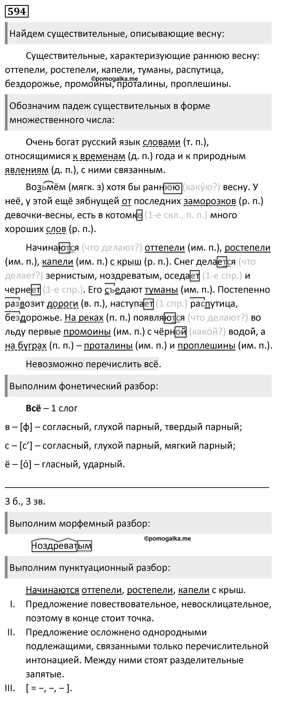 Упражнение 594, ГДЗ по русскому за 5 класс к учебнику Ладыженской, Баранова — решение 1