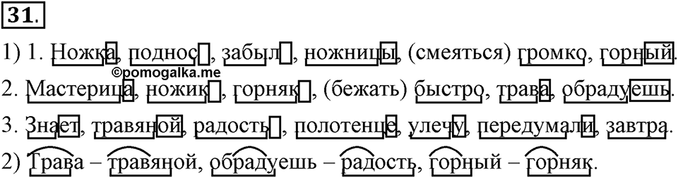 Как язык служит для общения. §4. Основа слова. Глава 3. Упражнение №31 — решение 1