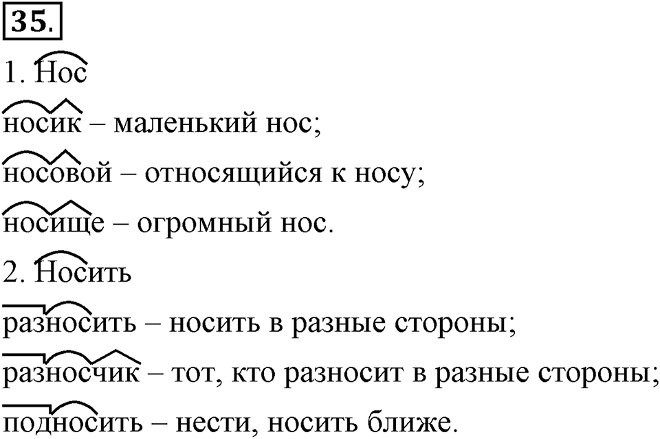 Как язык служит для общения. §4. Основа слова. Глава 3. Упражнение №35 — решение 1
