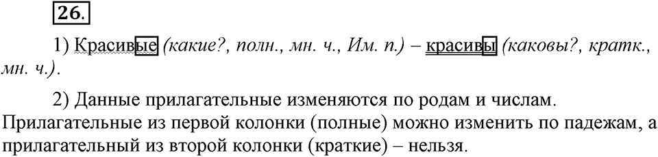 Что такое современный язык. §3. Разряды имен прилагательных по значению: качественные, относительные, притяжательные. Глава 7. Упражнение №26 — решение 1