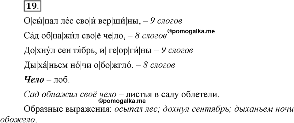 На каком языке мы говорим. §5. Слог и ударение. Глава 2. Упражнение №19 — решение 1