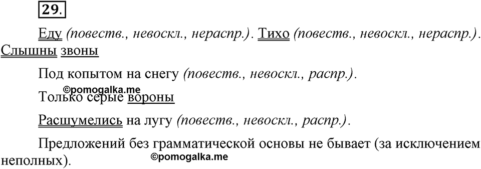 Как в языке выражаются отношения людей. §5. Распространенные и нераспространенные предложения. Глава 5. Упражнение №29 — решение 1