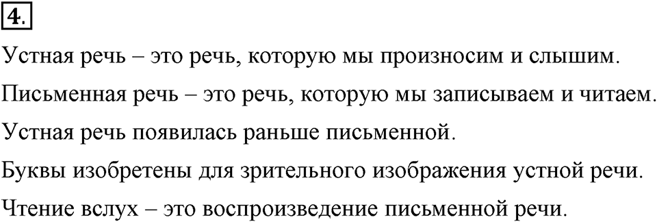 Чем различаются устная и письменная речь. §1. Речь устная и письменная. Глава 6. Упражнение №4 — решение 1