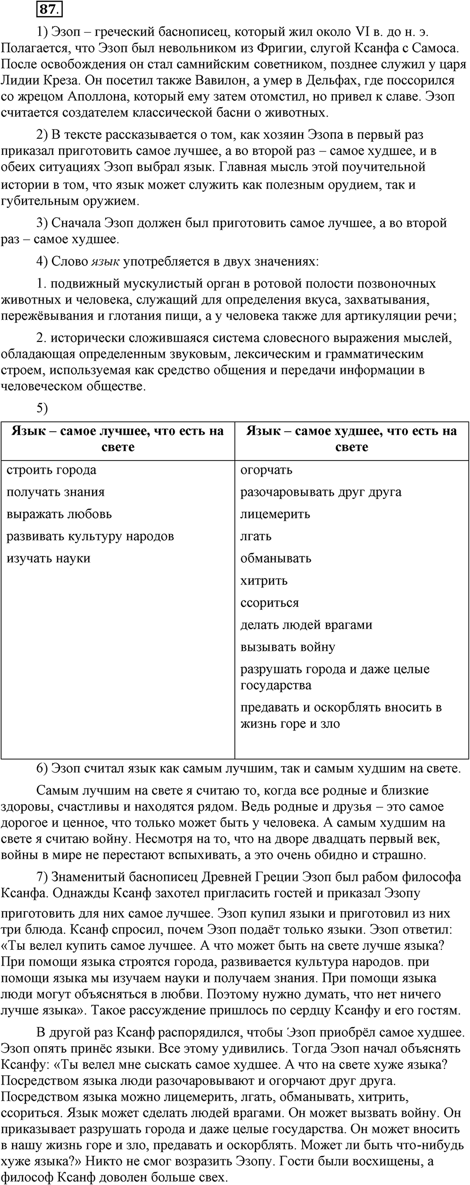 Наш родной язык. §15. Признаки текста. Глава 1. Упражнение №87 — решение 1