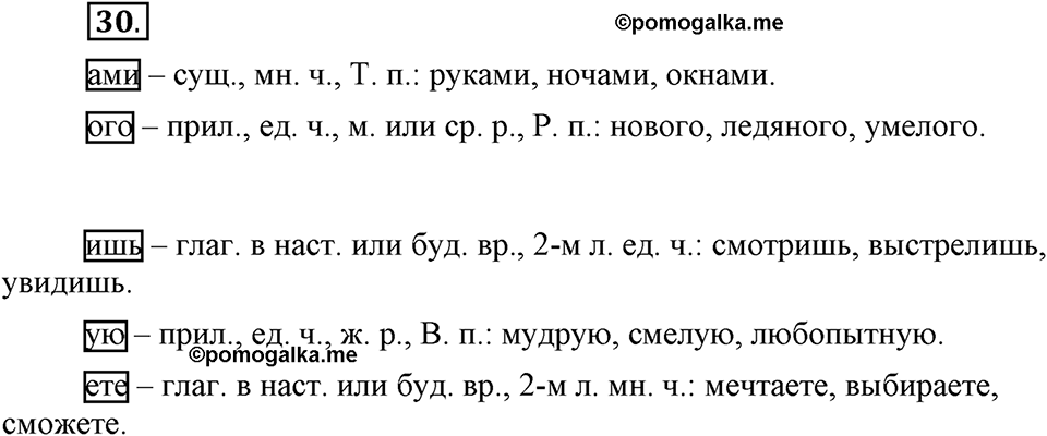 Как язык служит для общения. §4. Основа слова. Глава 3. Упражнение №30 — решение 1