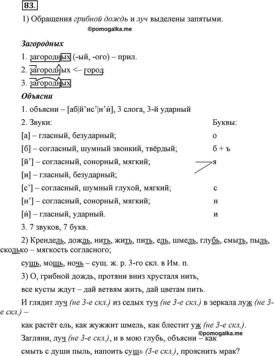 Чем различаются устная и письменная речь. §13. Мягкий знак после шипящих на конце имен существительных. Глава 6. Упражнение №83 — решение 1