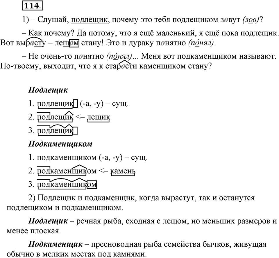 Чем различаются устная и письменная речь. §17. Правописание существительных с суффиксом -чик- // -щик-. Глава 6. Упражнение №114 — решение 1