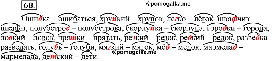 Наш родной язык. §12. Глухие и звонкие согласные в корне слова. Глава 1. Упражнение №68 — решение 1