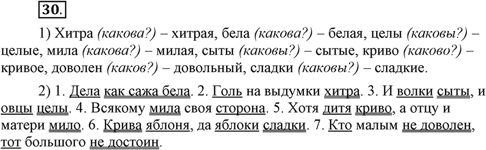 Что такое современный язык. §4. Полная краткая форма качественных прилагательных. Глава 7. Упражнение №30 — решение 1