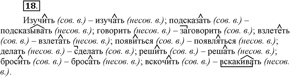 Как язык объединяет народы. §4. Вид глагола. Глава 8. Упражнение №18 — решение 1