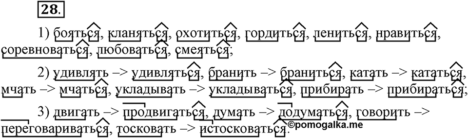 Как язык объединяет народы. §6. Возвратные и невозвратные глаголы. Глава 8. Упражнение №28 — решение 1