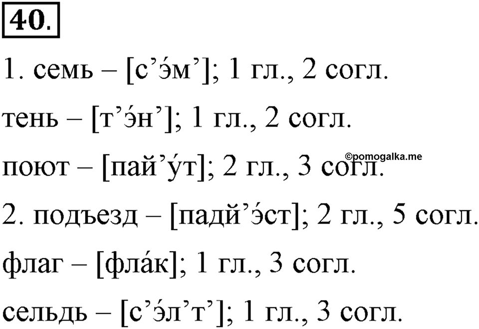 На каком языке мы говорим. §8. Гласные звуки: ударные и безударные. Глава 2. Упражнение №40 — решение 1
