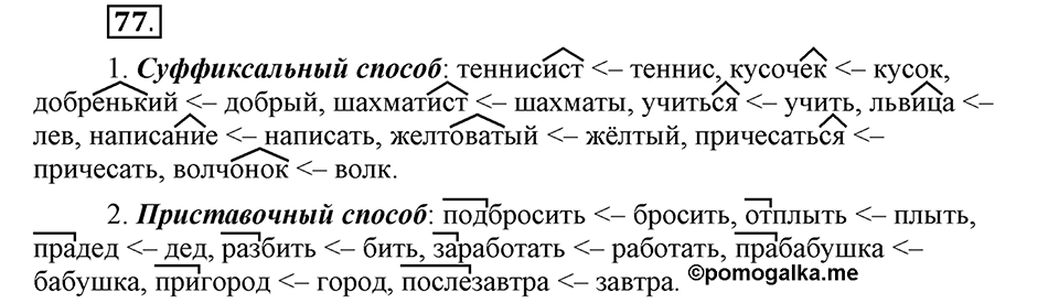 Как язык служит для общения. §10. Образование слов с помощью суффиксов. Глава 3. Упражнение №77 — решение 1