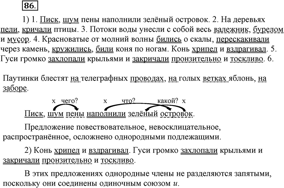 Как в языке выражаются отношения людей. §14. Знаки препинания в предложениях с однородными членами. Глава 5. Упражнение №86 — решение 1