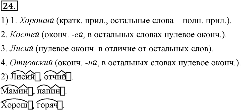 Как язык служит для общения. §3. Образование форм слова. Глава 3. Упражнение №24 — решение 1