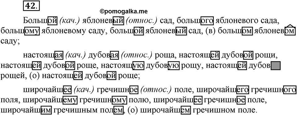 Что такое современный язык. §6. Склонение качественных и относителных прилагательных. Глава 7. Упражнение №42 — решение 1