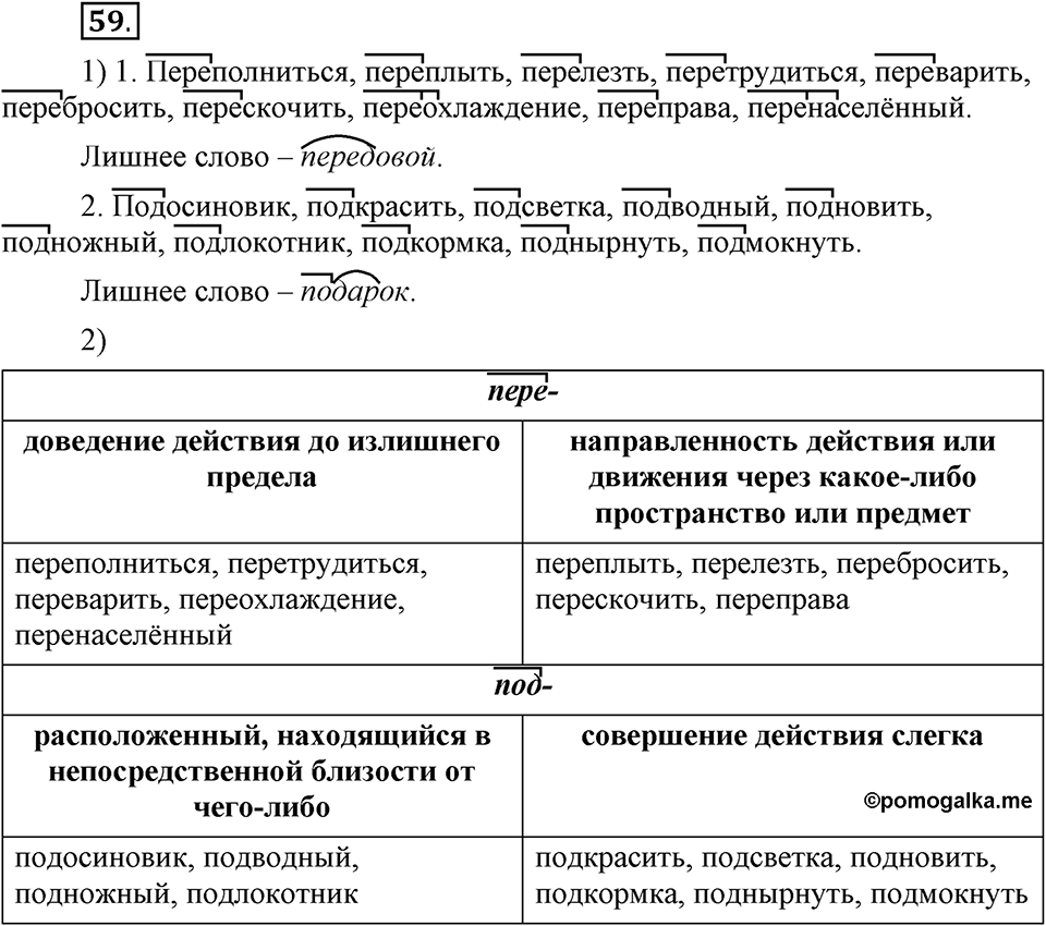 Как язык служит для общения. §7. Приставки. Глава 3. Упражнение №59 — решение 1
