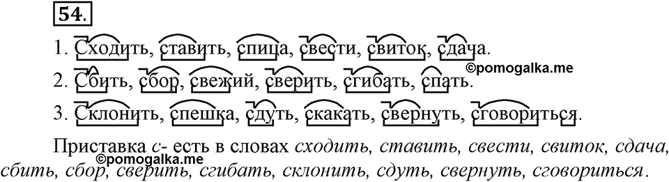 Как язык служит для общения. §7. Приставки. Глава 3. Упражнение №54 — решение 1