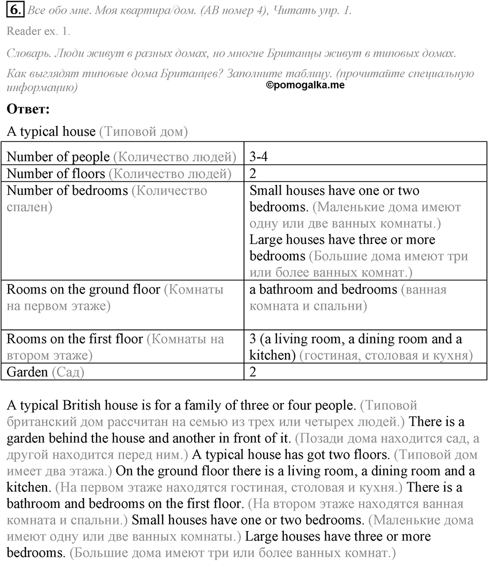 Home, sweet home. Unit 3 Lesson 1 задание №6 — решение 1
