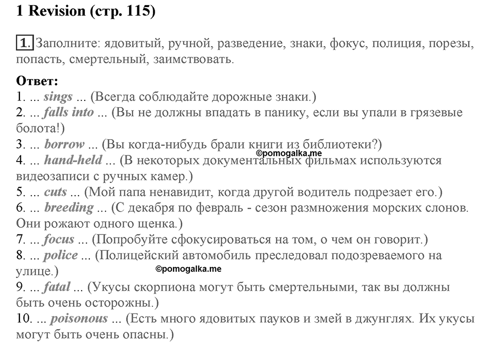 Module 7. Страница 115. Revision 1. Номер №1 — решение 1