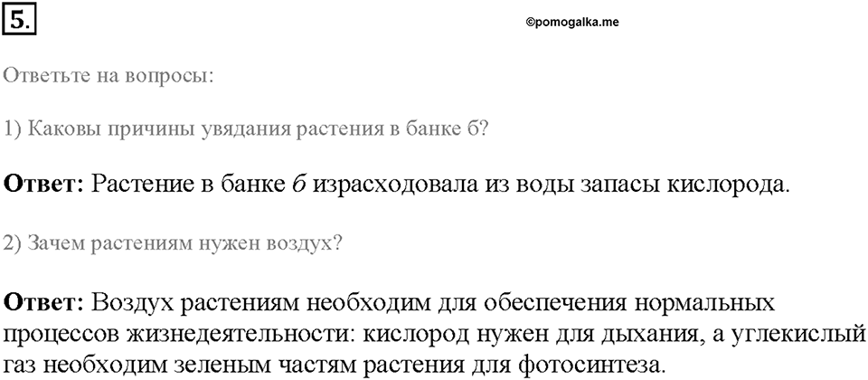 Глава 3. Жизнедеятельность организмов. Урок 10. Страницы 18-21. Номер №5 — решение 1