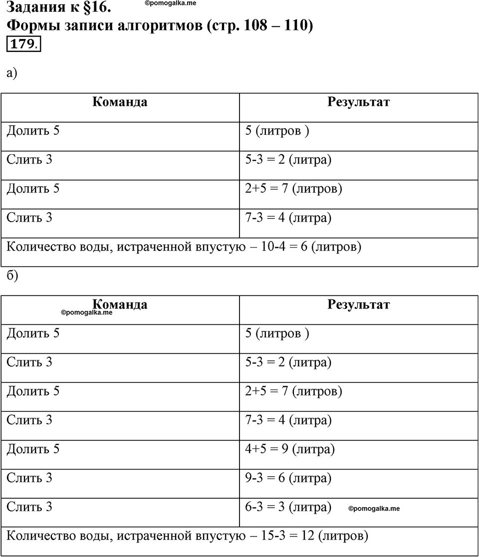 Задания к §16. Формы записи алгоритмов. Номер 179 — решение 1