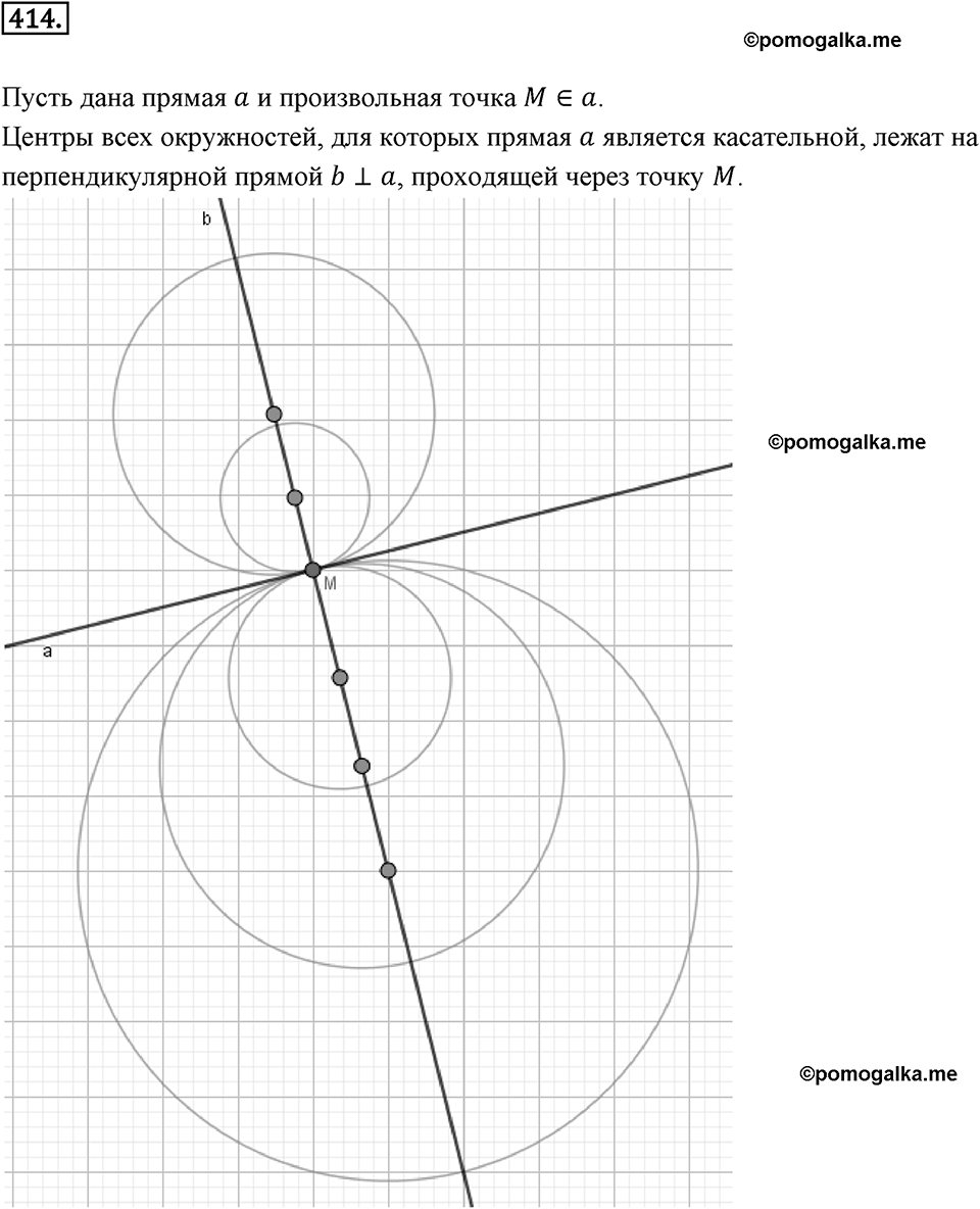 Окружность. 5.1. Окружность и прямая. Номер 414 — решение 1